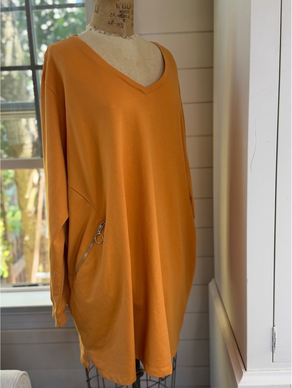 Ellos Plus Fashion Zip Pocket French Terry Sweatshirt Tunic/Dress Women 2X